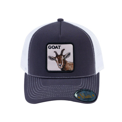 Goat V2 5-Panel Trucker Hat with Dark Grey front and White back