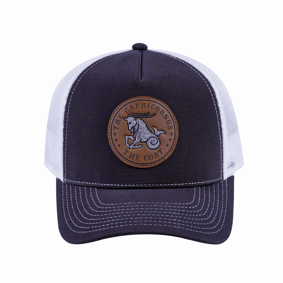 Capricorn Zodiac V2 5-Panel Trucker Hat with Dark Grey front and White back