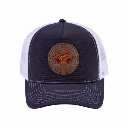 Cancer Zodiac V2 5-Panel Trucker Hat with Dark Grey front and White back