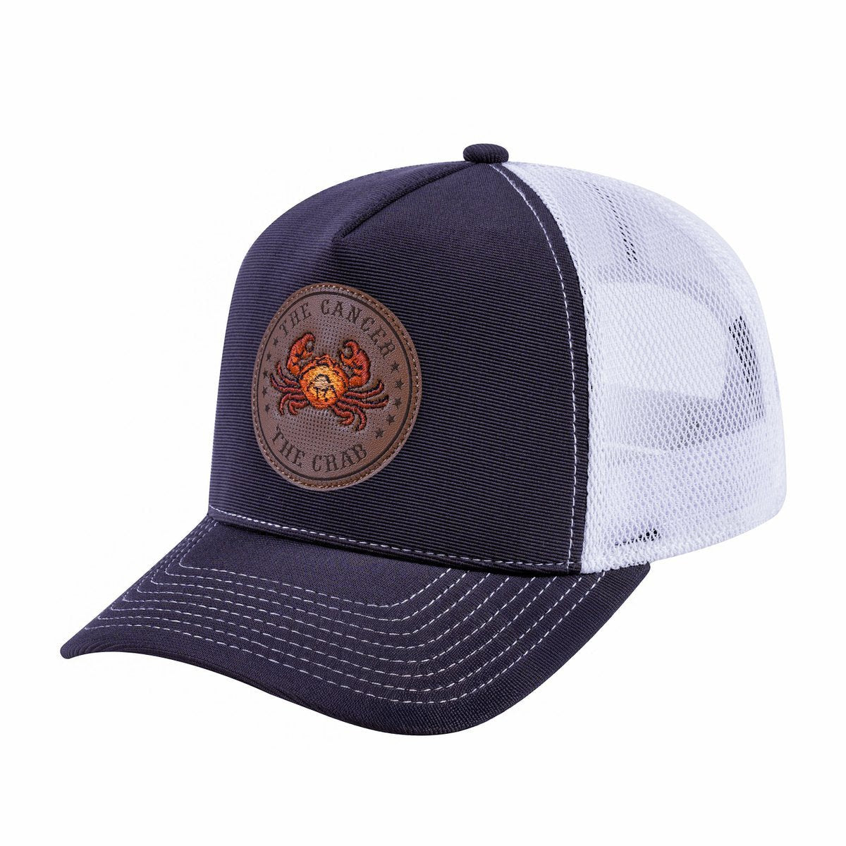 Cancer Zodiac V2 5-Panel Trucker Hat with Dark Grey front and White back
