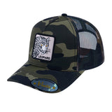 Leopard V2 5-Panel Trucker Hat with Green Camo front and Green Camo back