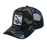 Quail V2 5-Panel Trucker Hat with Green Camo front and Green Camo back