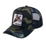 Pheasant V2 5-Panel Trucker Hat with Green Camo front and Green Camo back