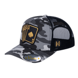 Winner Poker 10JQKA 5-Panel Trucker Hat - Grey Camo front / Black back / WINNER1