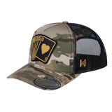 Poker 10JQKA 5-Panel Trucker Hat - Khaki Camo front / Green Camo back / POKER1
