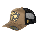 Poker 10JQKA 5-Panel Trucker Hat - Light Brown front / Black back / POKER1