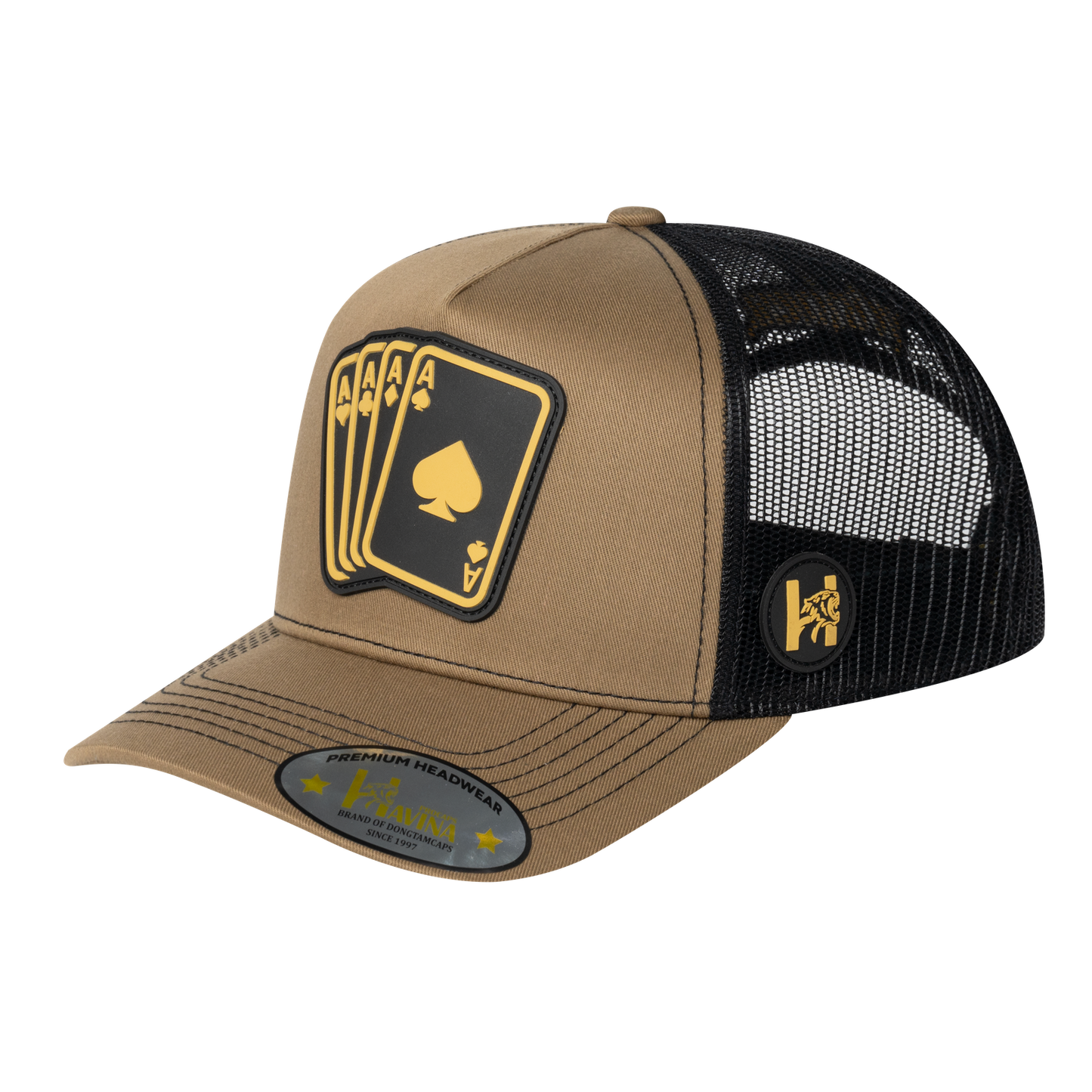 Winner Poker 10JQKA 5-Panel Trucker Hat - Light Brown front / Black back / WINNER1