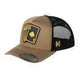 Winner Poker 10JQKA 5-Panel Trucker Hat - Light Brown front / Black back / WINNER1