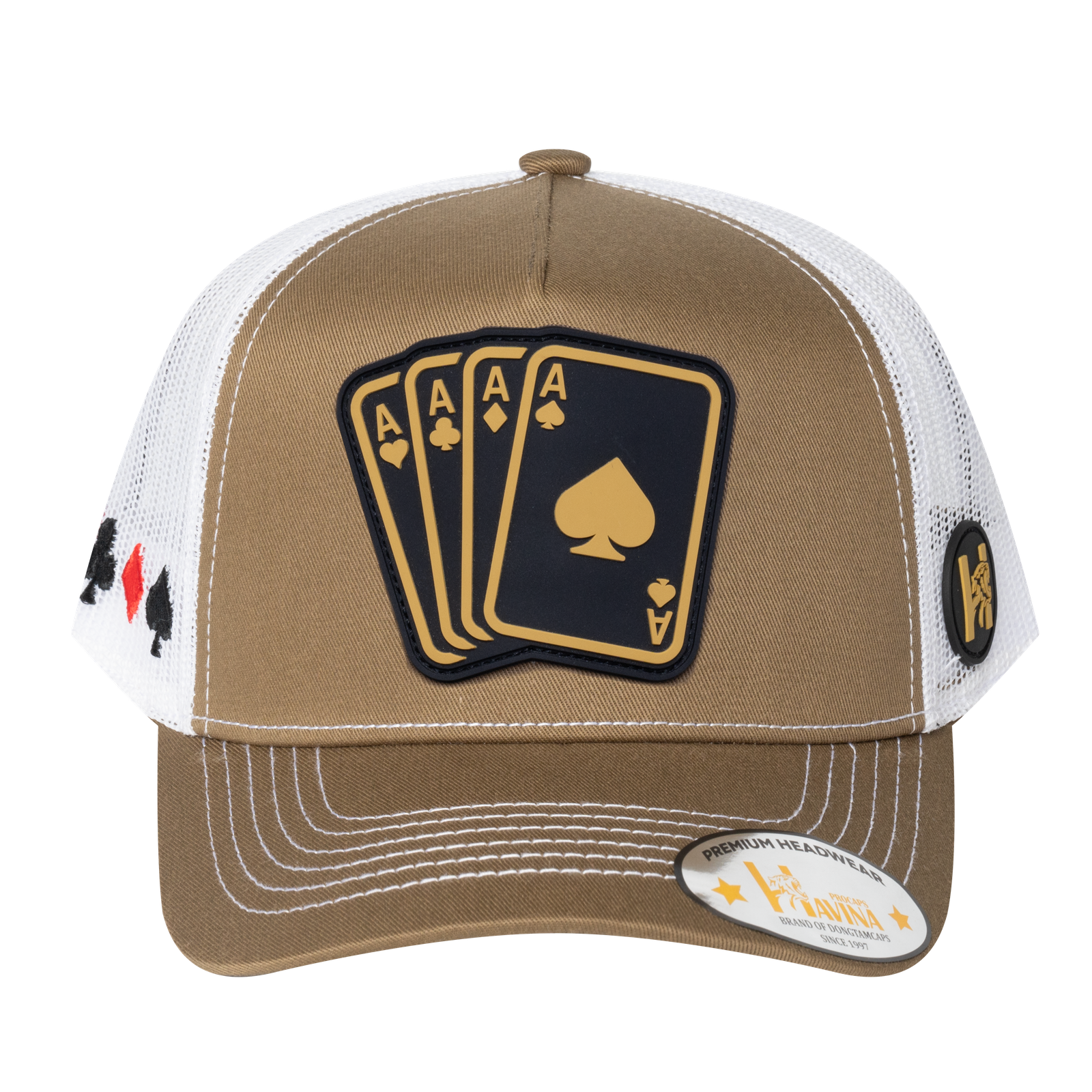 Winner Poker 10JQKA 5-Panel Trucker Hat - Light Brown front / White back / WINNER1