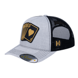 Poker 10JQKA 5-Panel Trucker Hat - Light Grey Heather front / Black back / POKER1