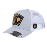 Poker 10JQKA 5-Panel Trucker Hat - Light Grey Heather front / White back / POKER1