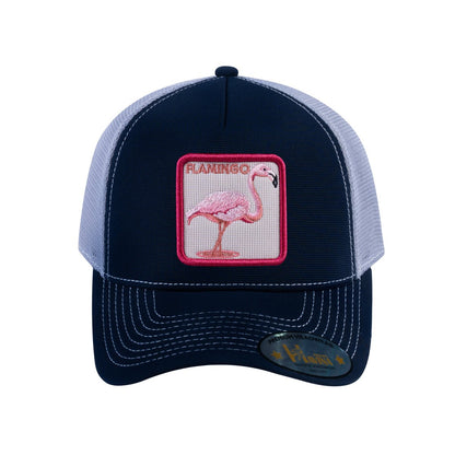 Flamingo V2 5-Panel Trucker Hat with Navy front and Light Grey back