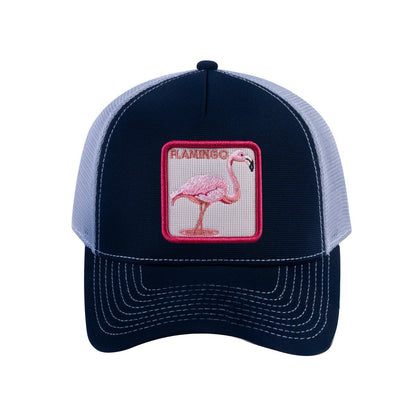 Flamingo V2 5-Panel Trucker Hat with Navy front and Light Grey back