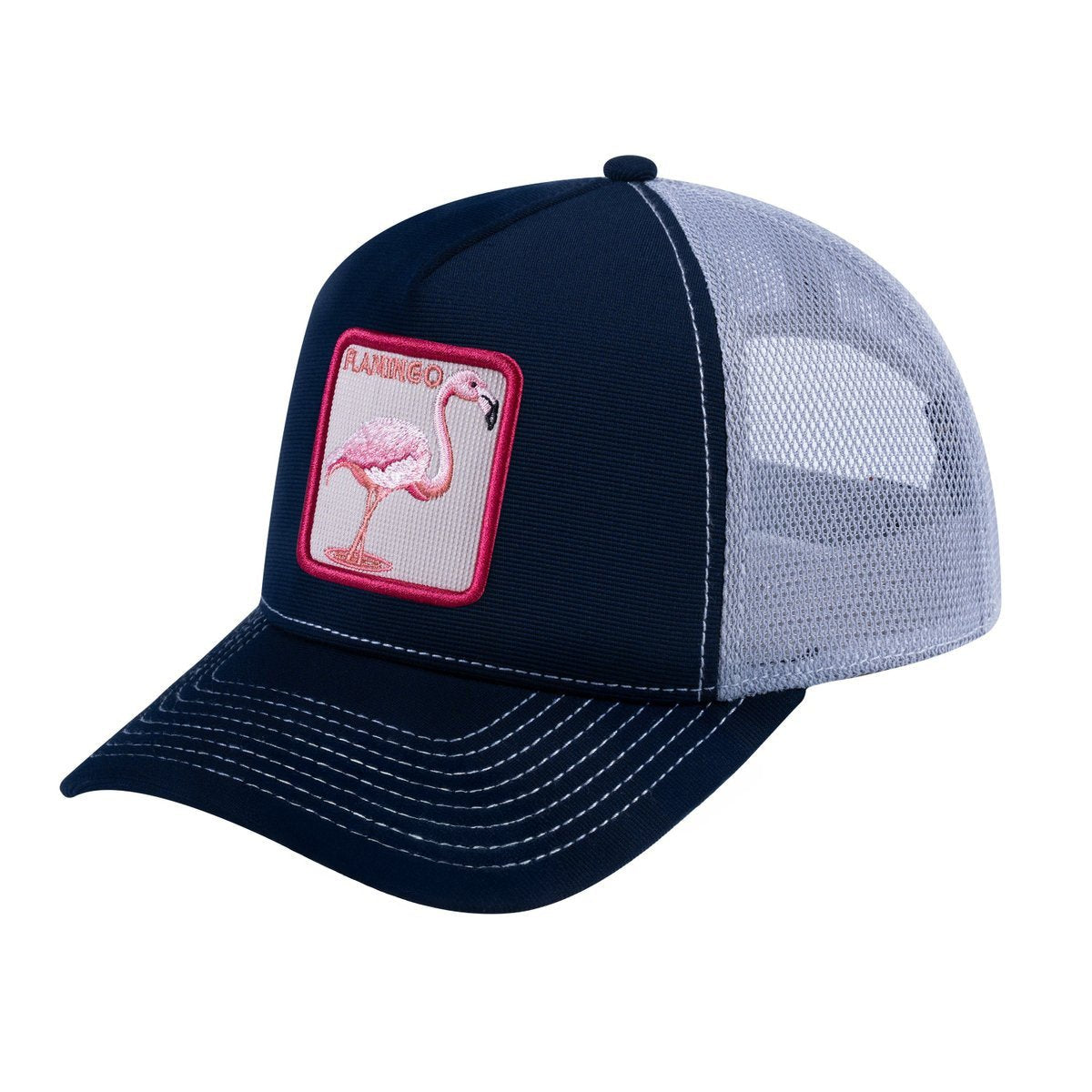 Flamingo V2 5-Panel Trucker Hat with Navy front and Light Grey back