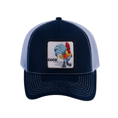 Chicken V2 5-Panel Trucker Hat with Navy front and Light Grey back