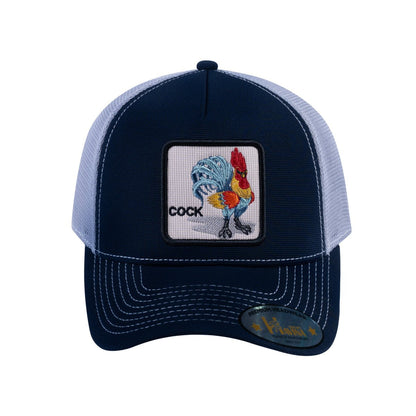 Chicken V2 5-Panel Trucker Hat with Navy front and Light Grey back