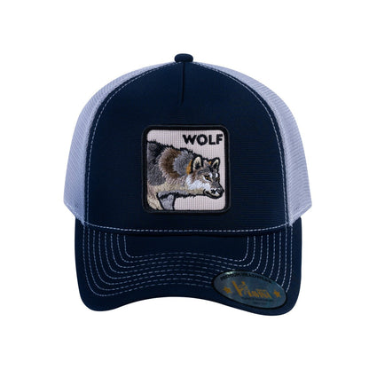 Wolf V2 5-Panel Trucker Hat with Navy front and Light Grey back