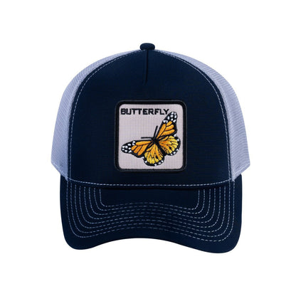 Butterfly V2 5-Panel Trucker Hat with Navy front and Light Grey back