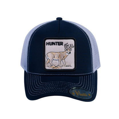 Hunter V2 5-Panel Trucker Hat with Navy front and Light Grey back