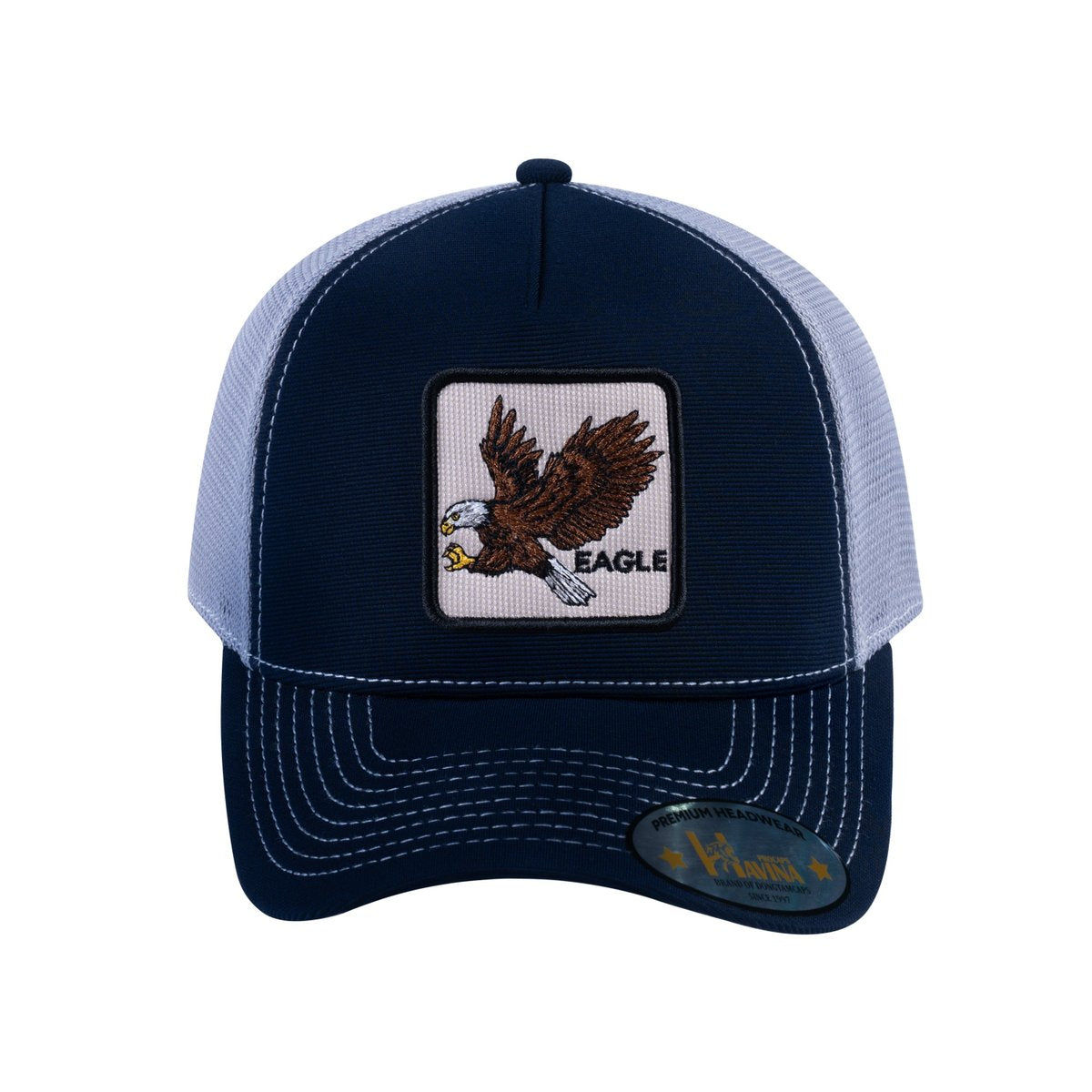 Eagle V2 5-Panel Trucker Hat with Navy front and Light Grey back