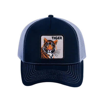 Tiger V2 5-Panel Trucker Hat with Navy front and Light Grey back