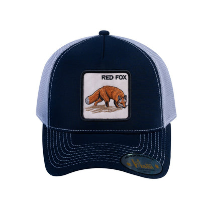 Red Fox V2 5-Panel Trucker Hat with Navy front and Light Grey back