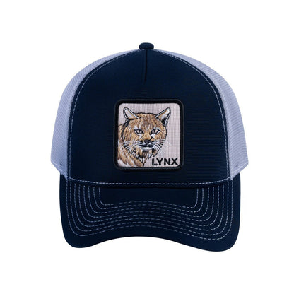 Lynx V2 5-Panel Trucker Hat with Navy front and Light Grey back