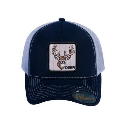 Deer V2 5-Panel Trucker Hat with Navy front and Light Grey back
