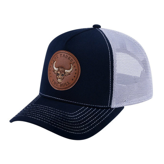 Taurus Zodiac V2 5-Panel Trucker Hat with Navy front and Light Grey back