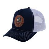 Virgo Zodiac V2 5-Panel Trucker Hat with Navy front and Light Grey back
