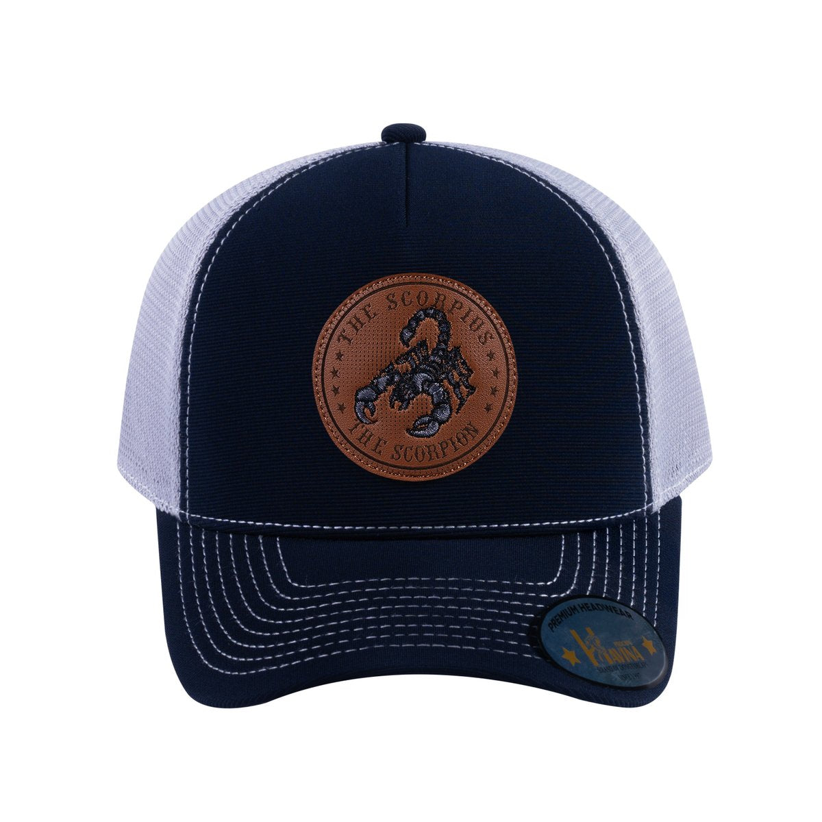 Scorpio Zodiac V2 5-Panel Trucker Hat with Navy front and Light Grey back