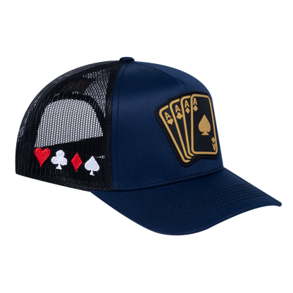 Winner Poker 10JQKA 5-Panel Trucker Hat - Navy front / Black back / WINNER1