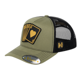 Poker 10JQKA 5-Panel Trucker Hat - Olive front / Black back / POKER1