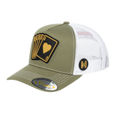 Poker 10JQKA 5-Panel Trucker Hat - Olive front / White back / POKER1