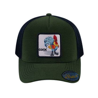 Chicken V2 5-Panel Trucker Hat with Olive front and Black back