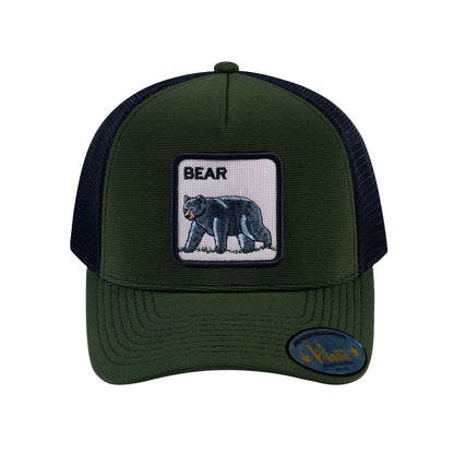 Bear V2 5-Panel Trucker Hat with Olive front and Black back