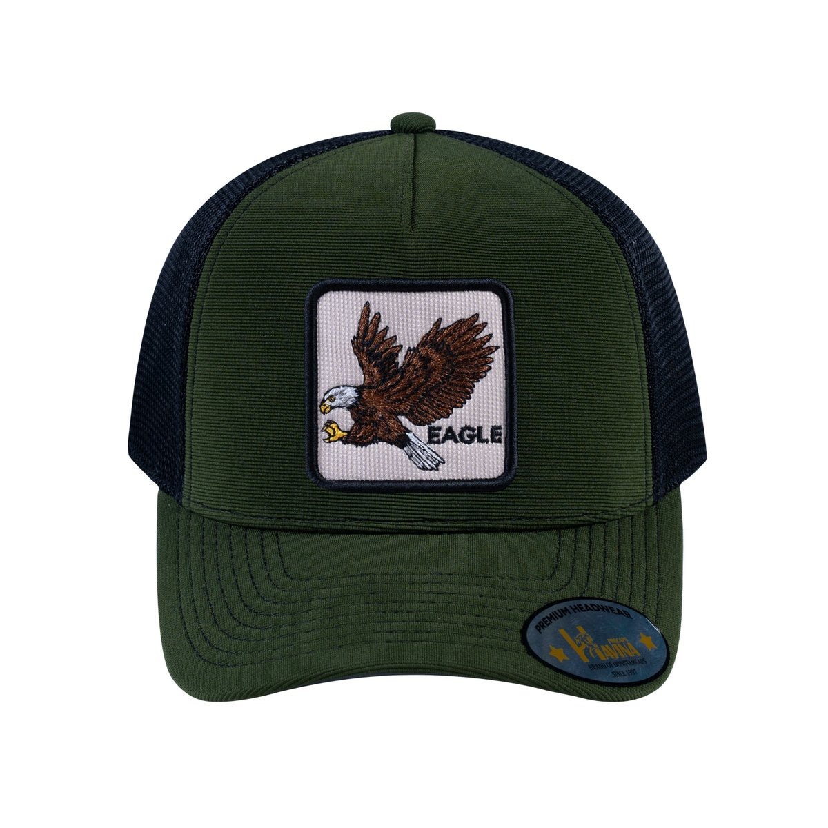 Eagle V2 5-Panel Trucker Hat with Olive front and Black back