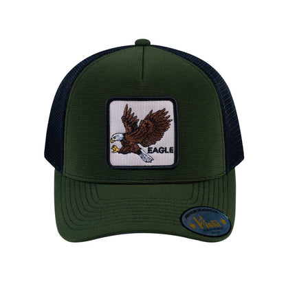 Eagle V2 5-Panel Trucker Hat with Olive front and Black back
