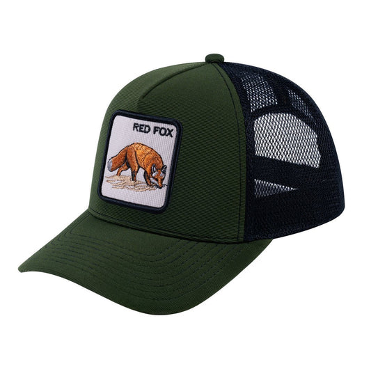 Red Fox V2 5-Panel Trucker Hat with Olive front and Black back