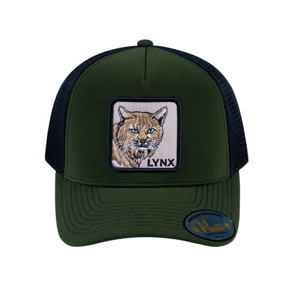 Lynx V2 5-Panel Trucker Hat with Olive front and Black back