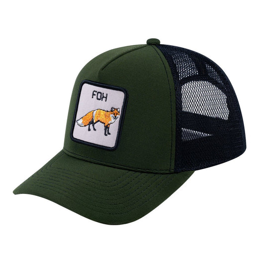 Fox V2 5-Panel Trucker Hat with Olive front and Black back