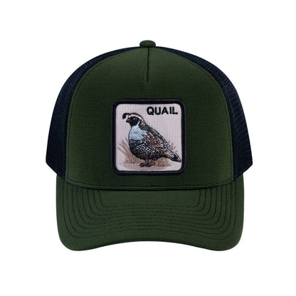Quail V2 5-Panel Trucker Hat with Olive front and Black back