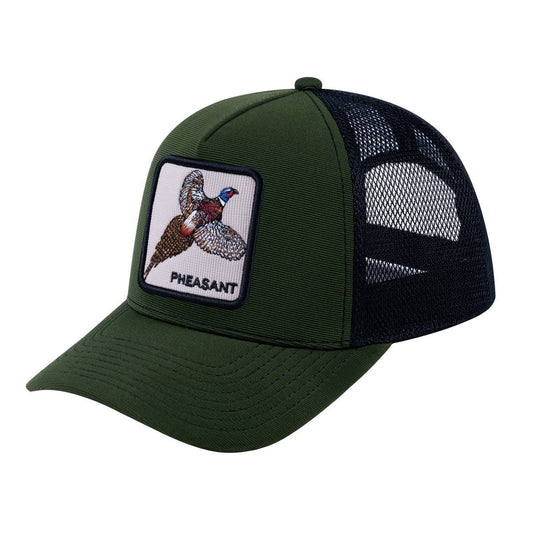 Pheasant V2 5-Panel Trucker Hat with Olive front and Black back