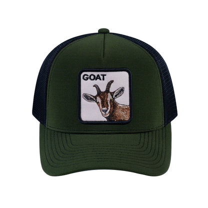 Goat V2 5-Panel Trucker Hat with Olive front and Black back