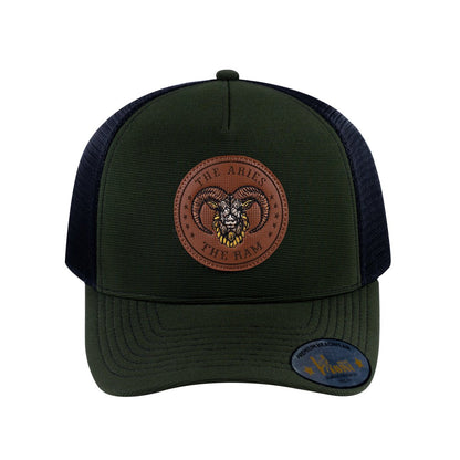 Aries Zodiac V2 5-Panel Trucker Hat with Olive front and Black back