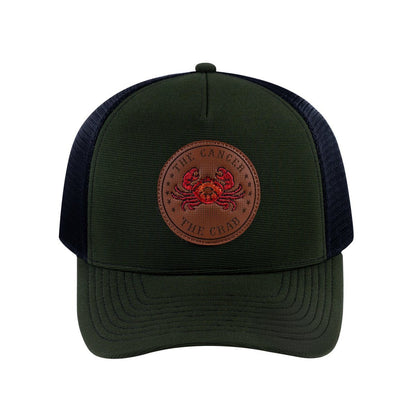 Cancer Zodiac V2 5-Panel Trucker Hat with Olive front and Black back