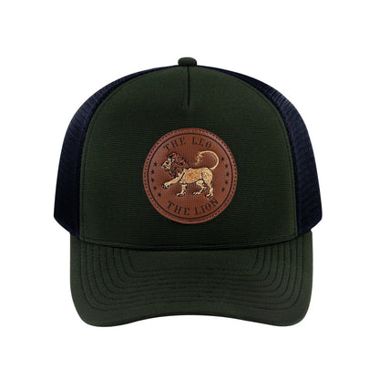 Leo Zodiac V2 5-Panel Trucker Hat with Olive front and Black back