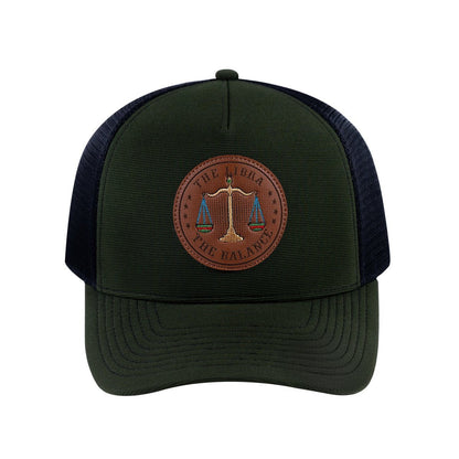 Libra Zodiac V2 5-Panel Trucker Hat with Olive front and Black back