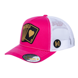 Poker 10JQKA 5-Panel Trucker Hat - Pink front / White back / POKER1