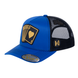 Poker 10JQKA 5-Panel Trucker Hat - Royal Blue front / Black back / POKER1